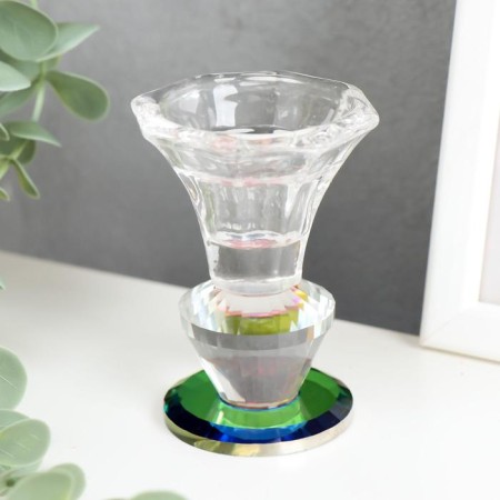 Glass of Glass for 1 candle "Crystal cone - holography" 8.5x5x5.5 cm-1