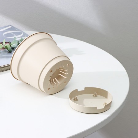 Pot for flowers with a mincate pallet, 700 ml, d = 12 cm, h = 9.4 cm, the color is lightweight-3