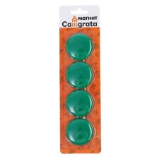Board magnets, D-4 cm, set 4 pieces, blister, green