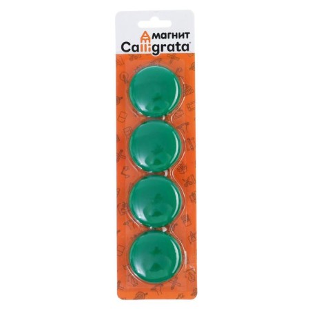 Board magnets, D-4 cm, set 4 pieces, blister, green