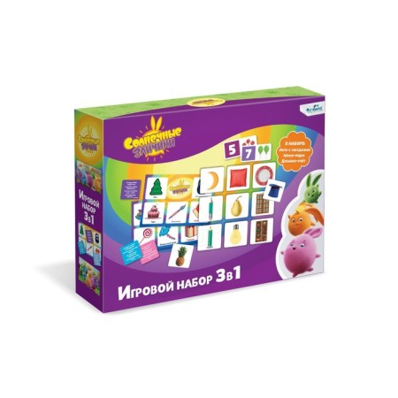 Game set 3 in 1 "Sunny Bunny": lotto with riddles, memo-para, domino account