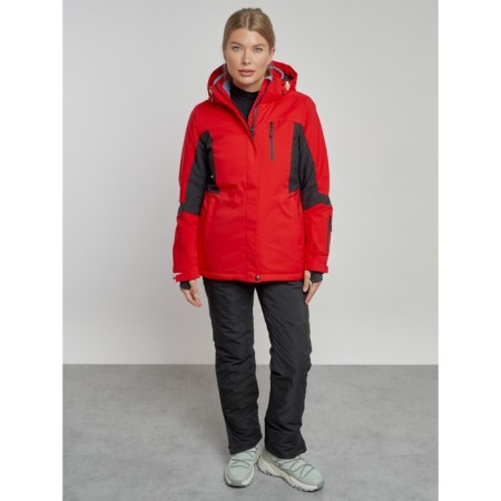 Ski costume female winter, size 46, red color-7