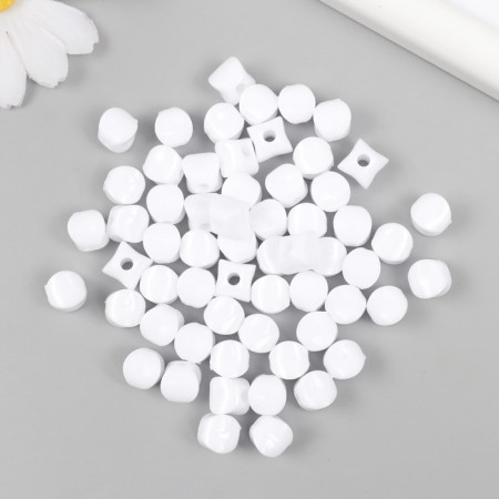 Beads for creativity plastic "Cube with flattened edges" White set 30 g d = 0.8 cm-1