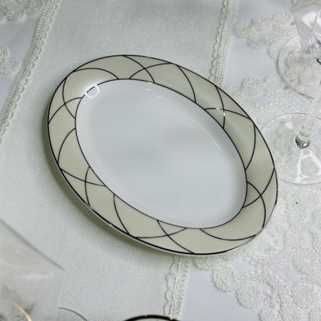 Oval dish Lenardi Pandora Cream, length 23 cm