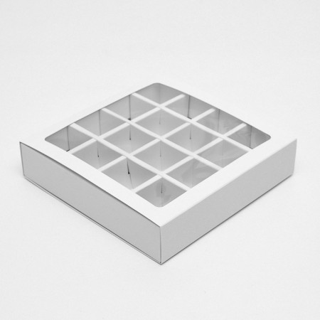 Box for sweets 16 pcs, white, 17.5 x 17.5 x 4 cm, set 5 pcs.