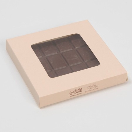 Chocolate box, confectionery packaging, “handmade”, with a window, 10.2 x 1.4 x 10.2 cm-1