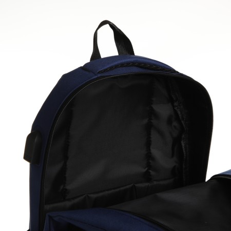 Youth backpack, 2 lightning departments, external pocket, with USB, blue color-5