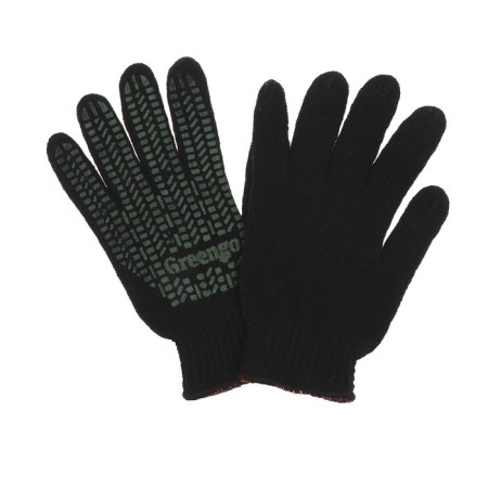 Workers, m/b gloves, knitting 7 class, 2 threads, size 10, with PVC dots, black, Greengo-1