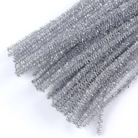 Wire with pile for crafts "Shine", set 50 pcs, size 1 pc: 30 × 0.6 cm, silver color-3
