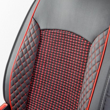 Frame caps for the front seats Car Performance, 2 pcs, eco-leather, black and red-5