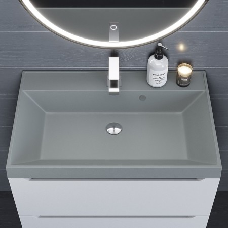 Sink uperwood Classic quartz 70 cm, quartz, gray matte, platinum-3