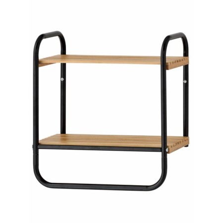 OSAKA suspension shelf, in a bathroom, with a bar for a towel, black
