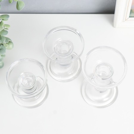 Glass "Kremanka" transparent set 3 pcs h- 8.5, 11.4, 14x8.5x8.5 cm-2