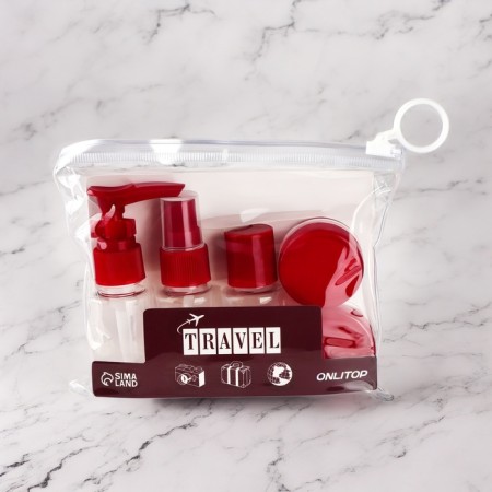 Storage set, in a case, 6 objects, transparent/burgundy color-8