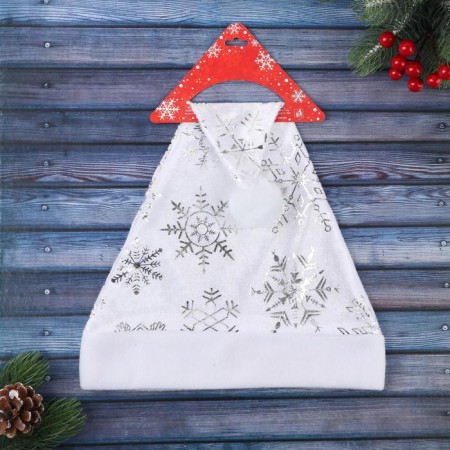 New Year's cap "White with snowflakes" 28x38 cm, white-3