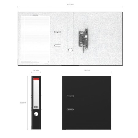 A4, 50 mm, Erichkrause “Business” folder, assembled, black, plastic pocket, metal kant, 2 mm cardboard, capacity of 350 sheets-1