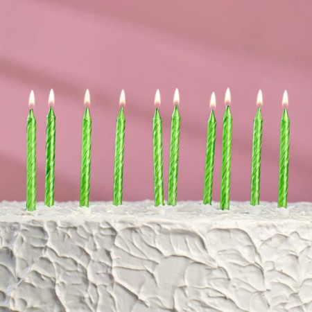 Candles in the cake "Spiral", 6 cm, green, set 10 pcs-5