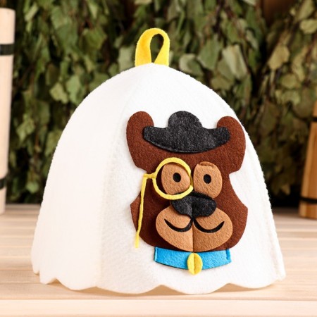 Bath cap with applique "sir dog"