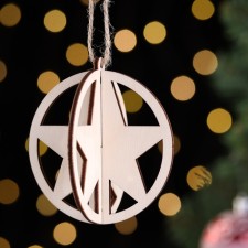 Wooden toy on the Christmas tree 