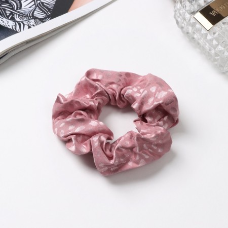Hair elastic band "Orbit" ornament spots, 10 cm, pink-1