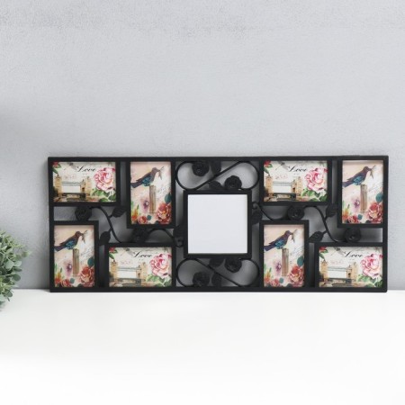 Photo frame in 8 photos 10x15 cm "roses" black 65.5x31 cm