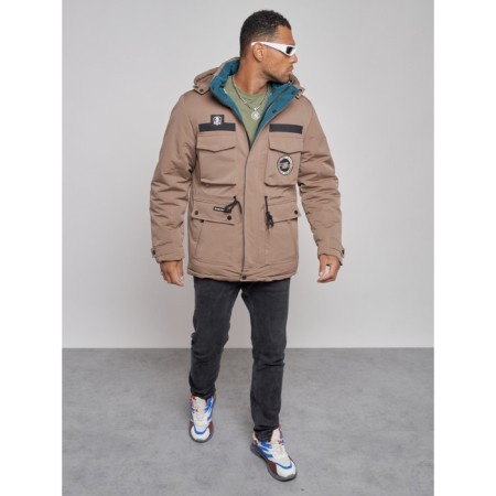 Winter male jacket, size 54, brown color-8