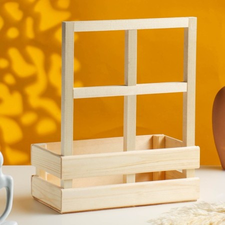 Wooden Kashpo 24.5 × 13.5 × 9/30 cm "Bouquet under the window", with a pen, natural-2