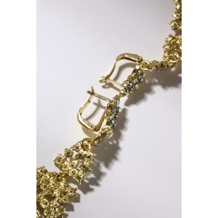 Hanging earrings with rhinestones "evening" tail, rainbow color in gold, 8 cm-6