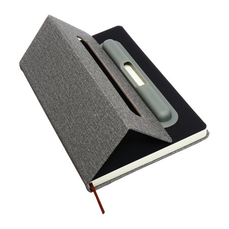 Leduced Diary A5, 96l, Lin, Holder for phone/tablet/handles, gray-2