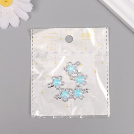 Decor for creativity Metal "Flower" silver, blue 1.8x1.5x0.5 cm-3