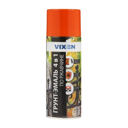 Soil-enamel in rust 4 in 1 Vixen, black amber RAL 9005, aerosol 520 ml VX-519005-4