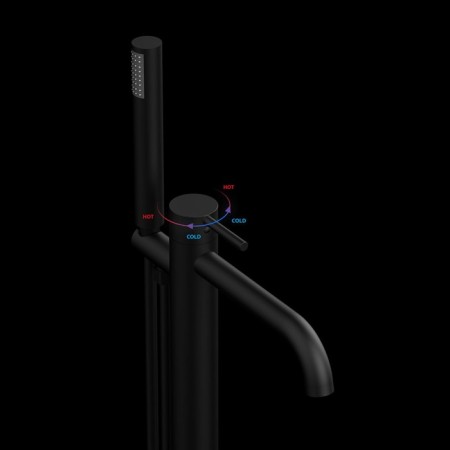 Vince Desire VTF-1DMB bath mixer, floor, watering can, pour 225 mm, black-2