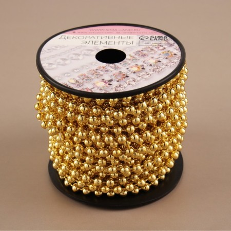 Beads on threads, round, 4 mm, 9 ± 1 m, gold color-2