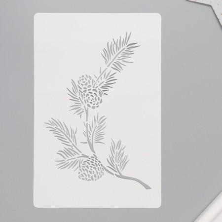 Plastic stencil "spruce spray", size 16x24 cm