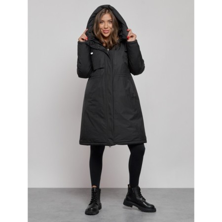 Coat insulated winter female, size 42, black color-4