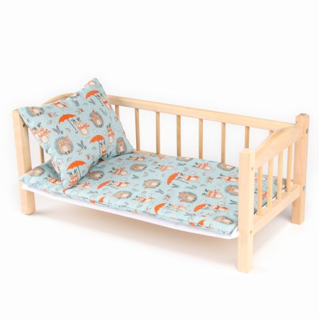 Puppet bed “deer, hedgehogs”, x/b: sheet, blanket 46 × 36 cm, pillow 23 × 17 cm-1