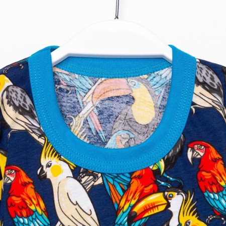 T -shirt for nursery, blue color/parrot, height 92 cm-1