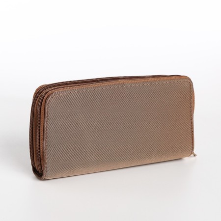 Women's wallet on zippers, dark beige color-1