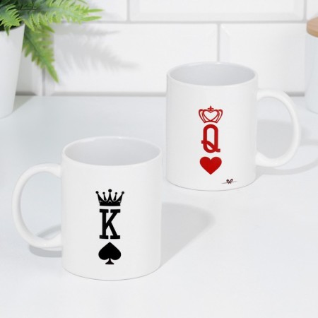 A set of mugs for two, sublimation "King and Queen", 2 circles, 320 ml-3