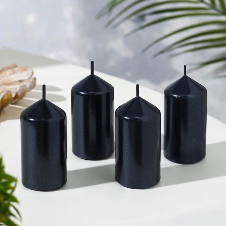 Set of candles "Column", 4 pieces, black metallic 7x3.8 cm-1