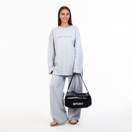Sports bag with lightning, external pocket, long belt, black/gray color-6