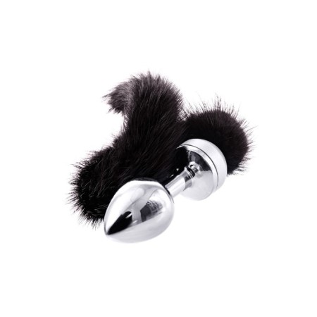 Anal plug Metal by Toyfa, silver, with a black tail, 32 cm, d = 2.9 cm-2