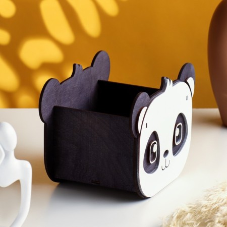 Kashpo wooden "Panda" 16.5x10.5x12.5 cm black/white-1