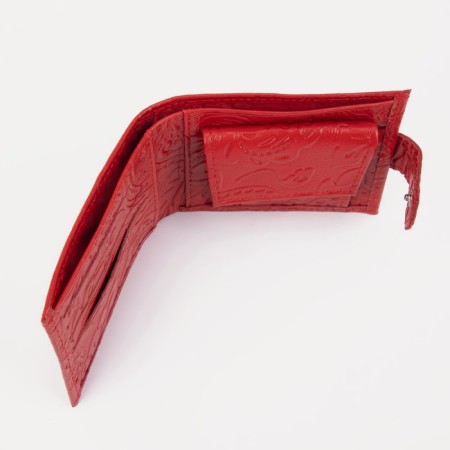 Women's wallet on the button, red color-3