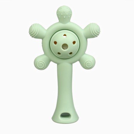 Silicone teether with a rattle "Baby", green color, crumb me-4