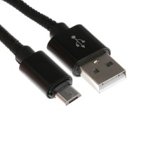 MicroUSB cable - usb, 2.1 a, nylon braid, 2 meters, black