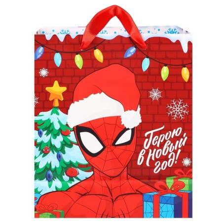 New Year. Gift package, 23x18x11.5 cm, packaging, spider-man-4