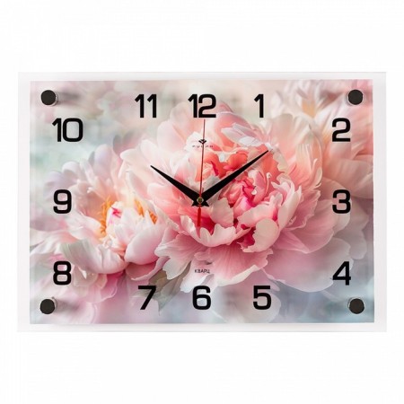 Watch wall, interior "pink peonies", 25 x 35 cm, silent