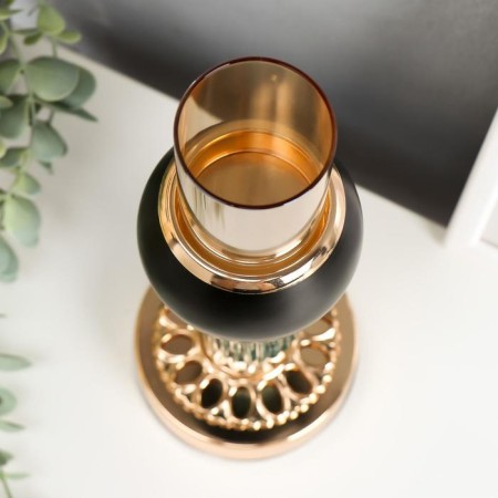 Summary metal per 1 candle "marble" black with gold 21x9.5x9.5 cm-2