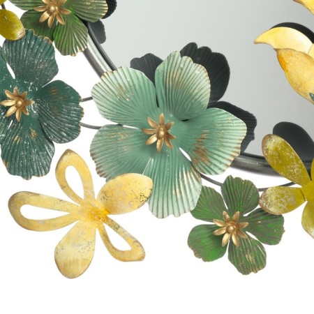 Wall metal decor with a mirror "Flower extravaganza" 67.9x64.8x5.7 cm-2